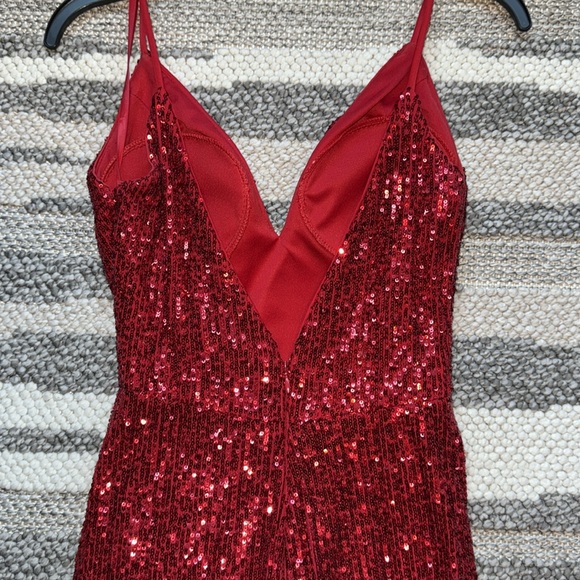 Evening Prom Jovani Sparkling Red Dress Size 4 - Picture 9 of 14